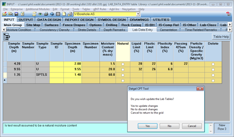 Lab Data Entry - Lab and In Situ Tool